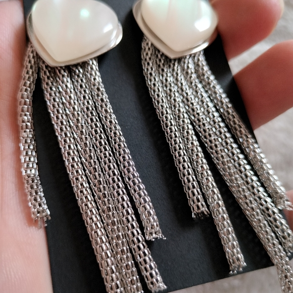 Irridescent Heart Statement Earrings - Picture 5 of 9